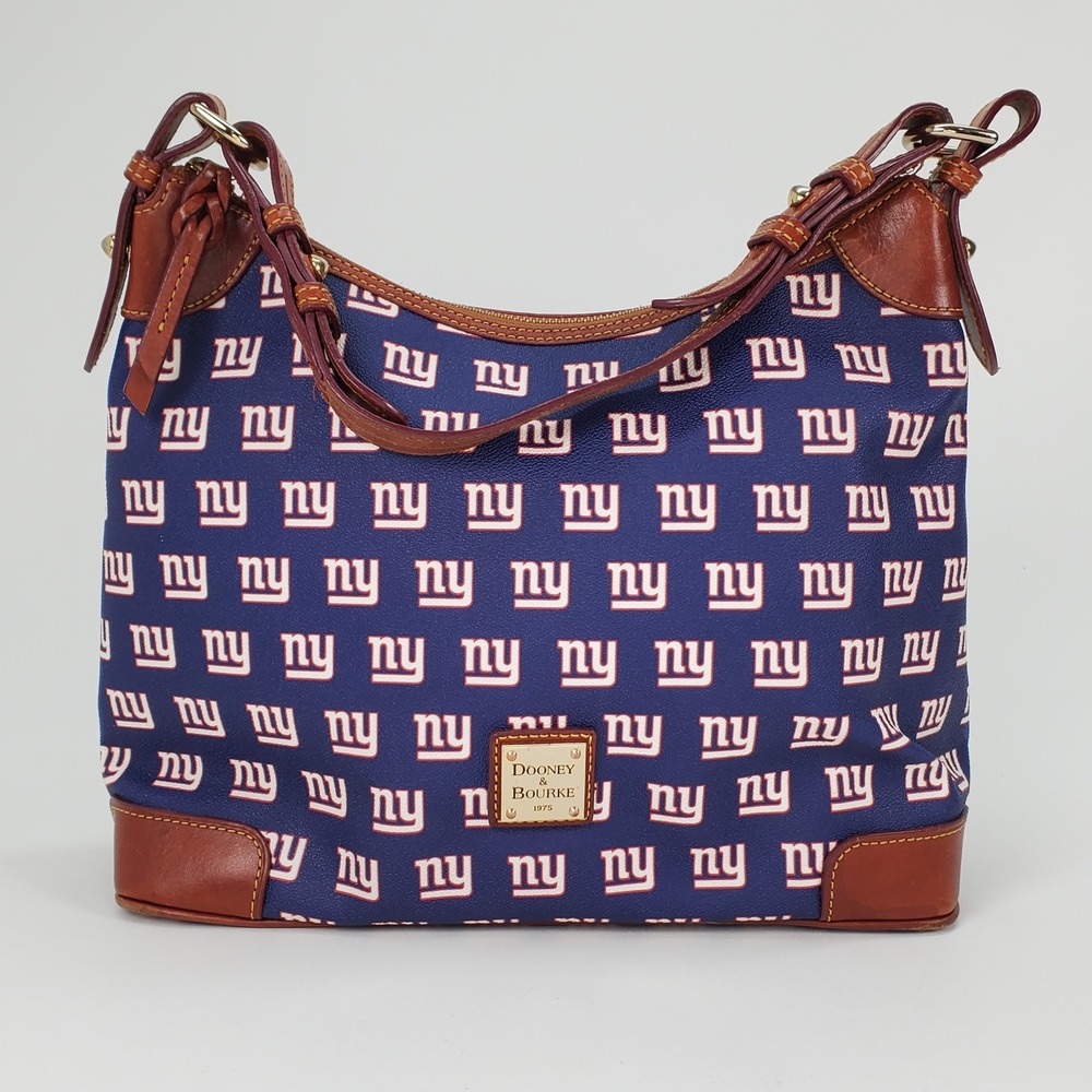Dooney & Bourke NFL New York Giants Hobo Bag‎ Blue Coated Canvas Leather Trim